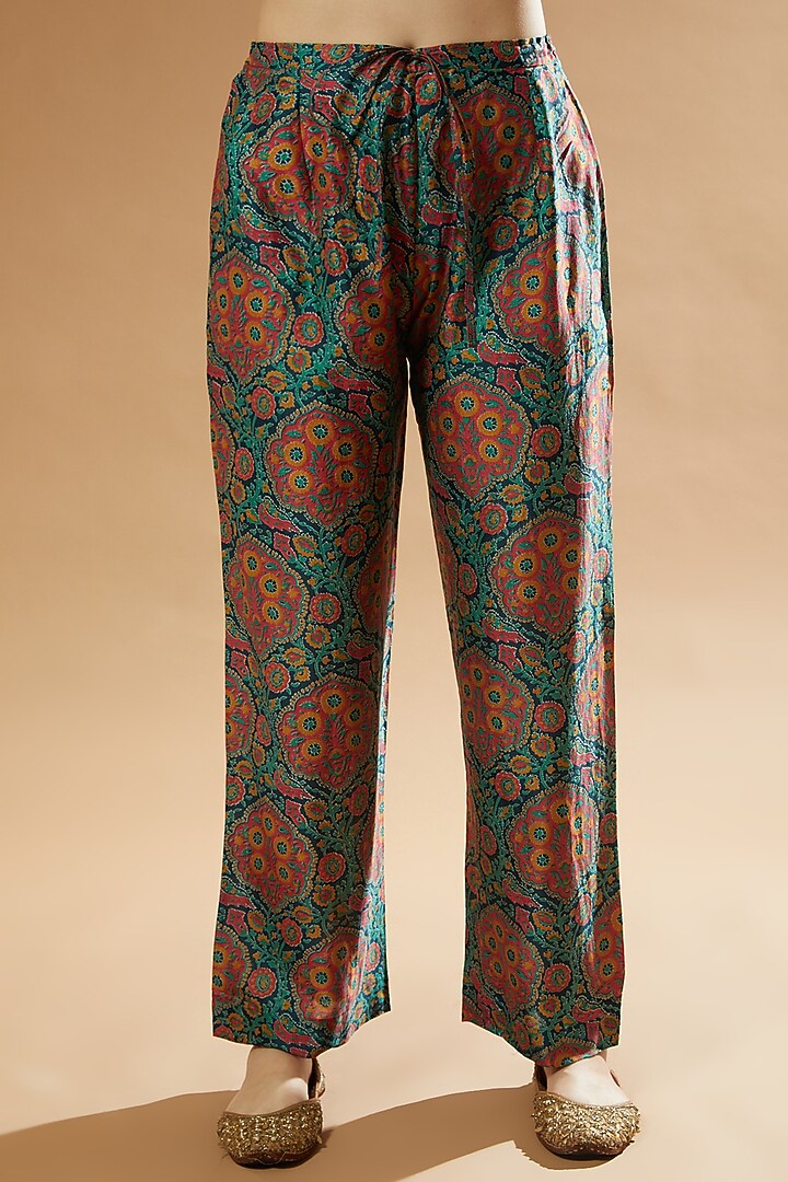 Blue Chanderi Kurta Set by Debyani at Pernia's Pop Up Shop
