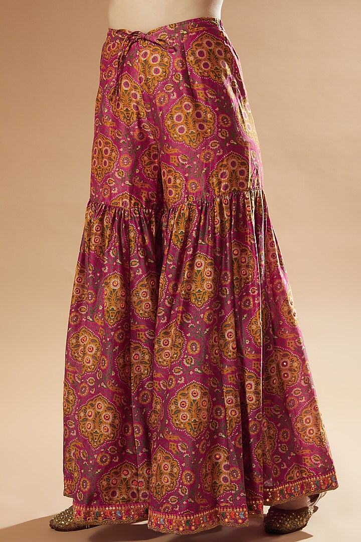 Red Printed Wedding Sharara Set by Debyani at Pernia's Pop Up Shop