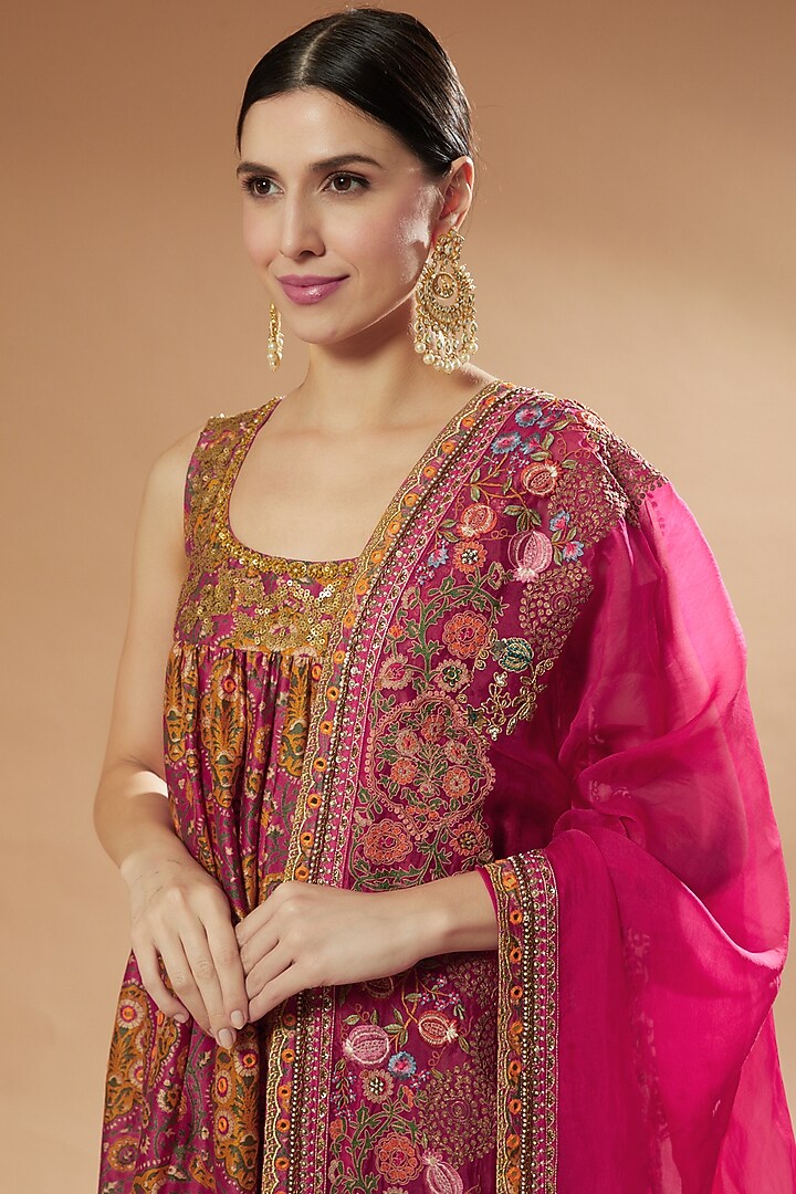 Red Printed Wedding Sharara Set by Debyani at Pernia's Pop Up Shop