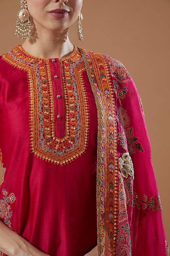 Magenta Embroidered Bridal Sharara Set by Debyani at Pernia's Pop Up Shop
