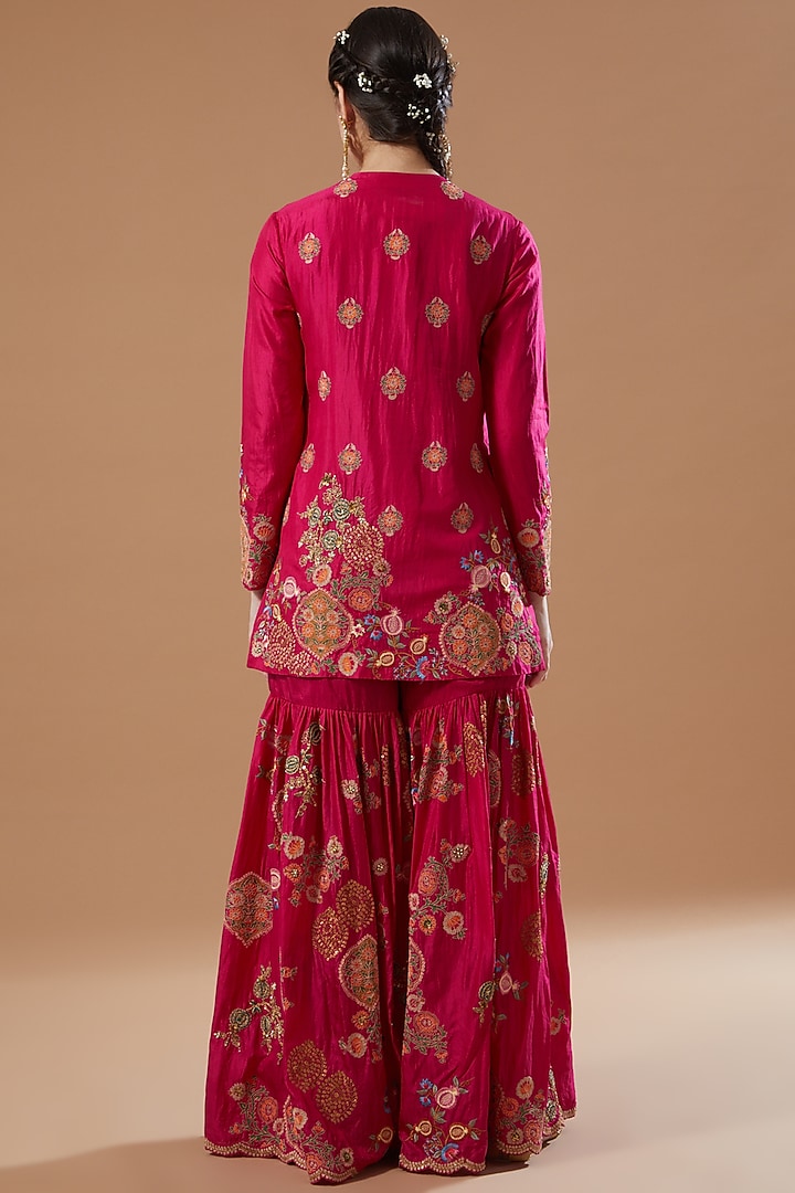 Magenta Chanderi Bridal Sharara Set by Debyani at Pernia's Pop Up Shop