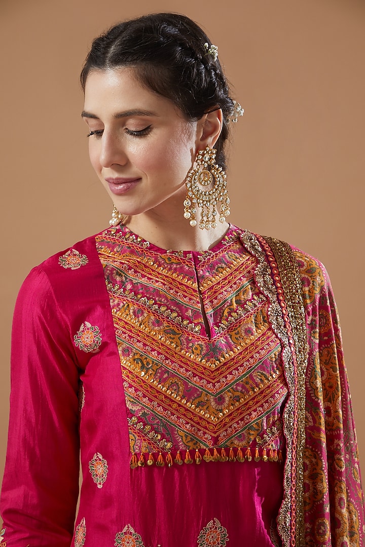 Magenta Chanderi Bridal Sharara Set by Debyani at Pernia's Pop Up Shop