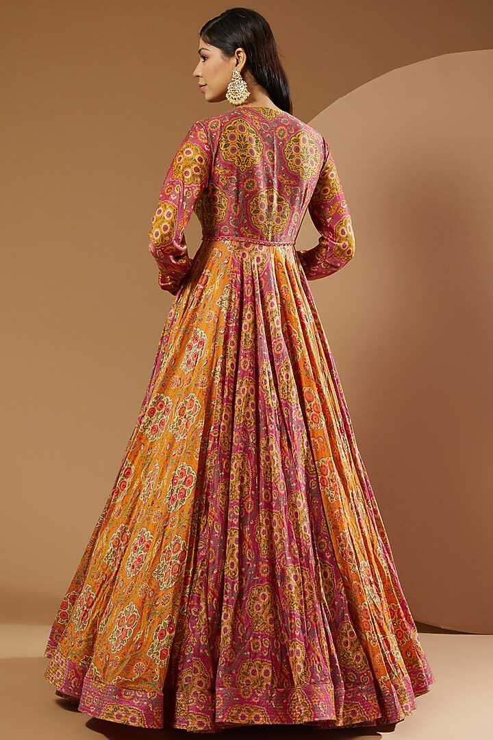 Magenta Printed Bridal Anarkali Set by Debyani at Pernia's Pop Up Shop