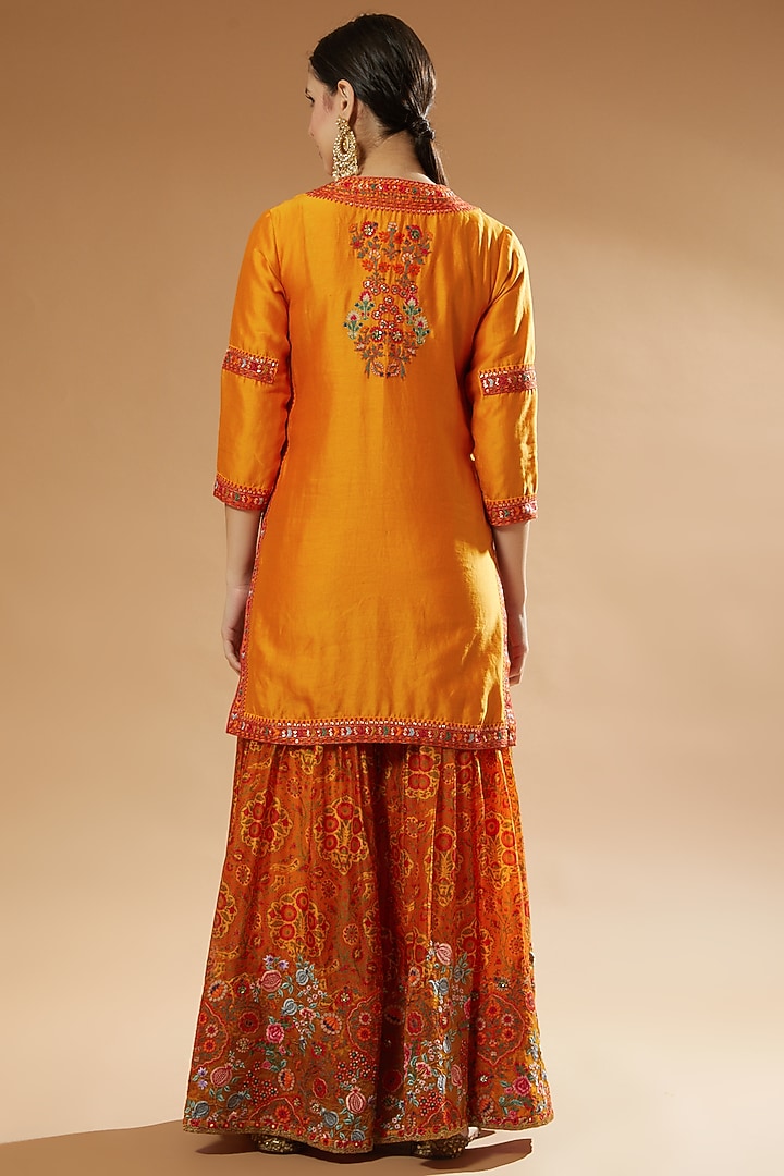 Orange Organza Bridal Sharara Set by Debyani at Pernia's Pop Up Shop