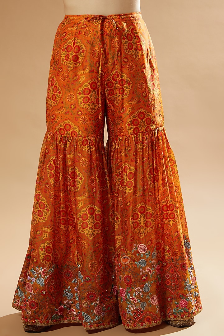 Orange Organza Bridal Sharara Set by Debyani at Pernia's Pop Up Shop