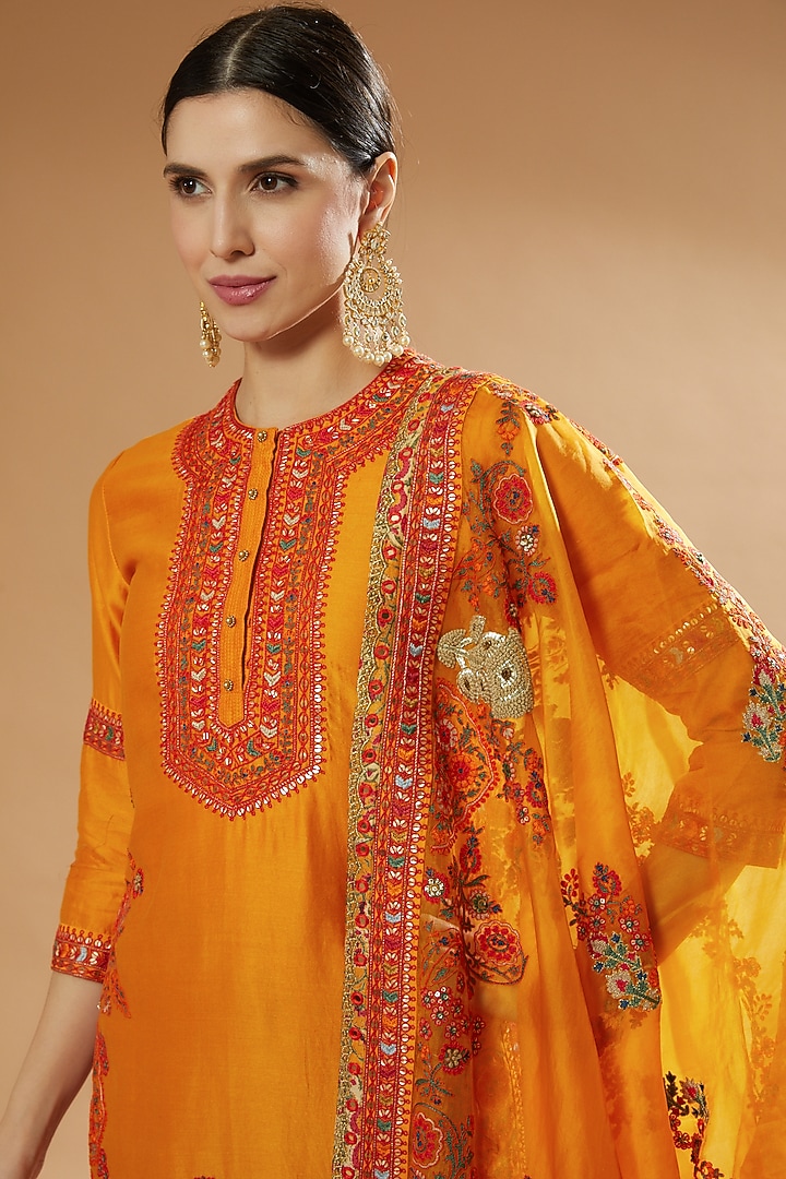 Orange Organza Bridal Sharara Set by Debyani at Pernia's Pop Up Shop