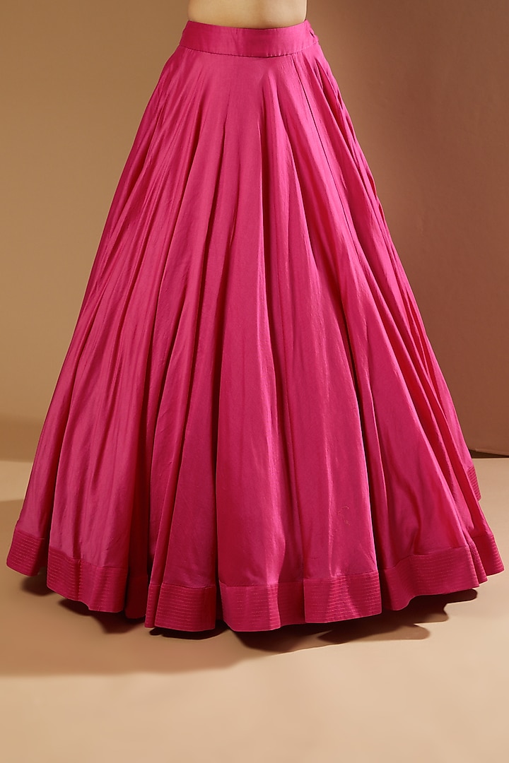 Magenta Chanderi Jacket Wedding Lehenga Set by Debyani at Pernia's Pop Up Shop