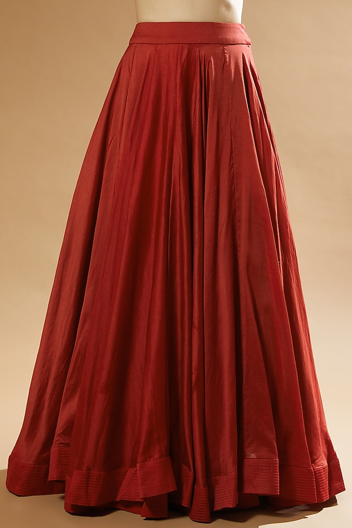 Red Chanderi Jacket Wedding Lehenga Set by Debyani at Pernia's Pop Up Shop