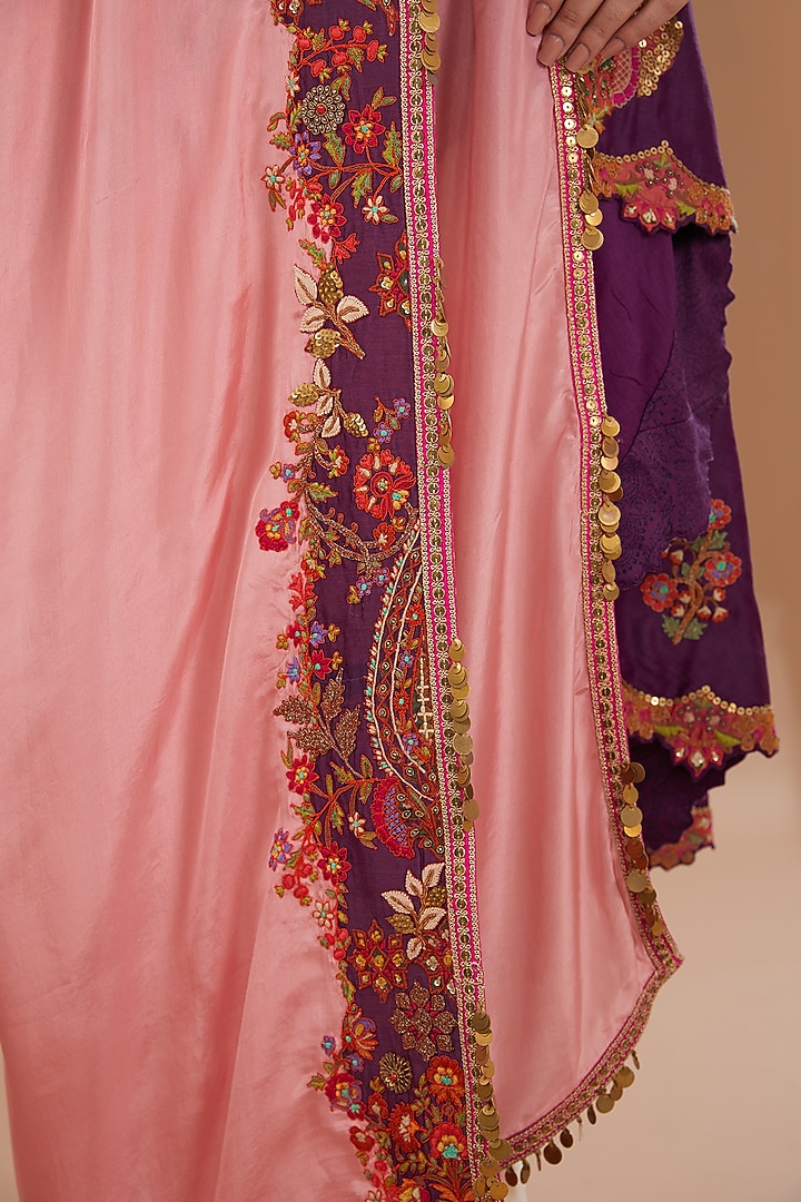 Pink Silk Dupatta by Debyani at Pernia's Pop Up Shop