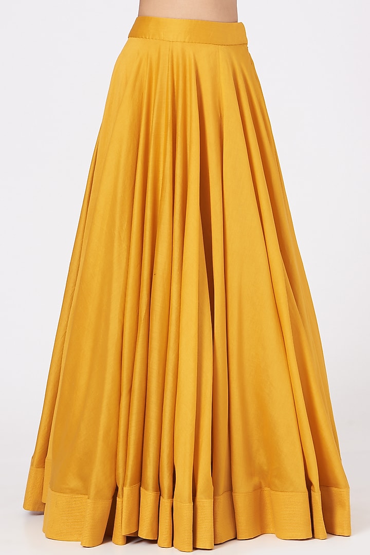 Mustard Silk Chanderi Wedding Lehenga Set by Debyani at Pernia's Pop Up Shop