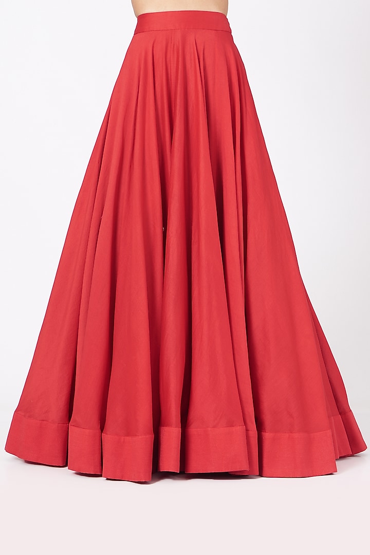 Red Silk Chanderi Wedding Lehenga Set by Debyani at Pernia's Pop Up Shop