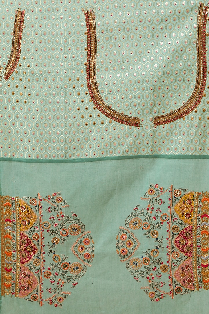 Yellow Organza Chintz & Mughal Work Reception Saree Set by Debyani at Pernia's Pop Up Shop