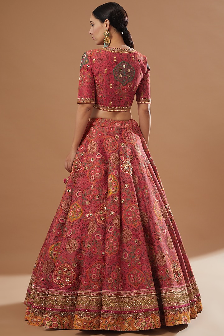 Red Chanderi Bridal Lehenga Set by Debyani at Pernia's Pop Up Shop