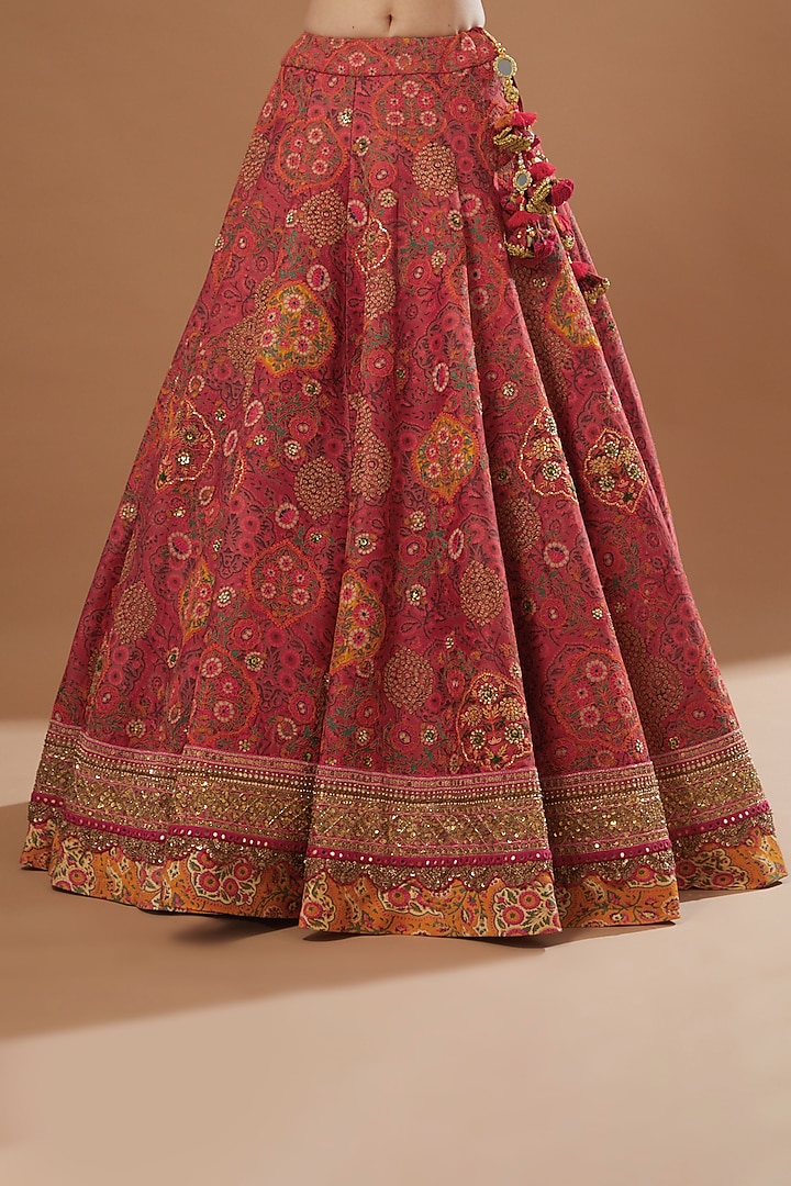 Red Chanderi Bridal Lehenga Set by Debyani at Pernia's Pop Up Shop