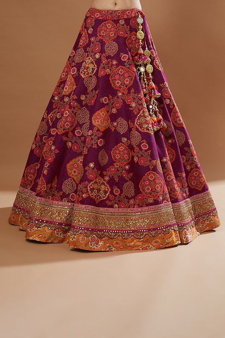 Magenta Chanderi Bridal Lehenga Set by Debyani at Pernia's Pop Up Shop