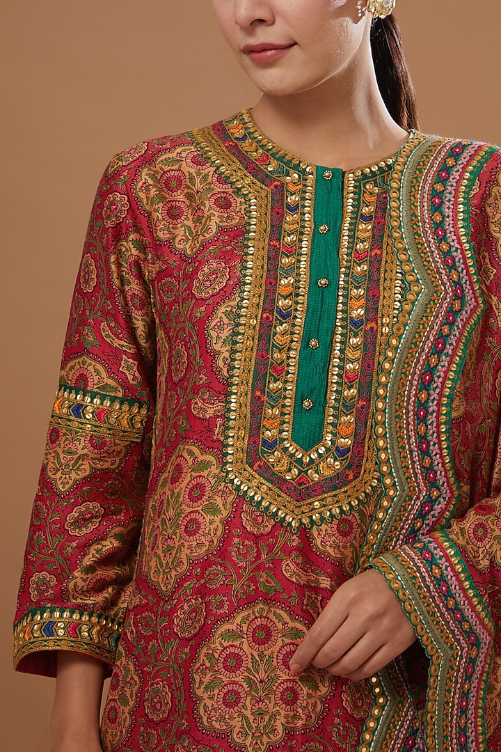 Red Chanderi & Mulmul Bridal Sharara Set by Debyani at Pernia's Pop Up Shop