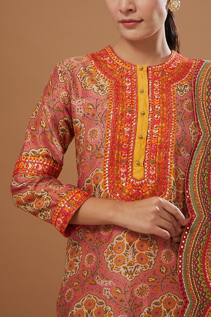 Candy Pink Chanderi & Mulmul Bridal Sharara Set by Debyani at Pernia's Pop Up Shop