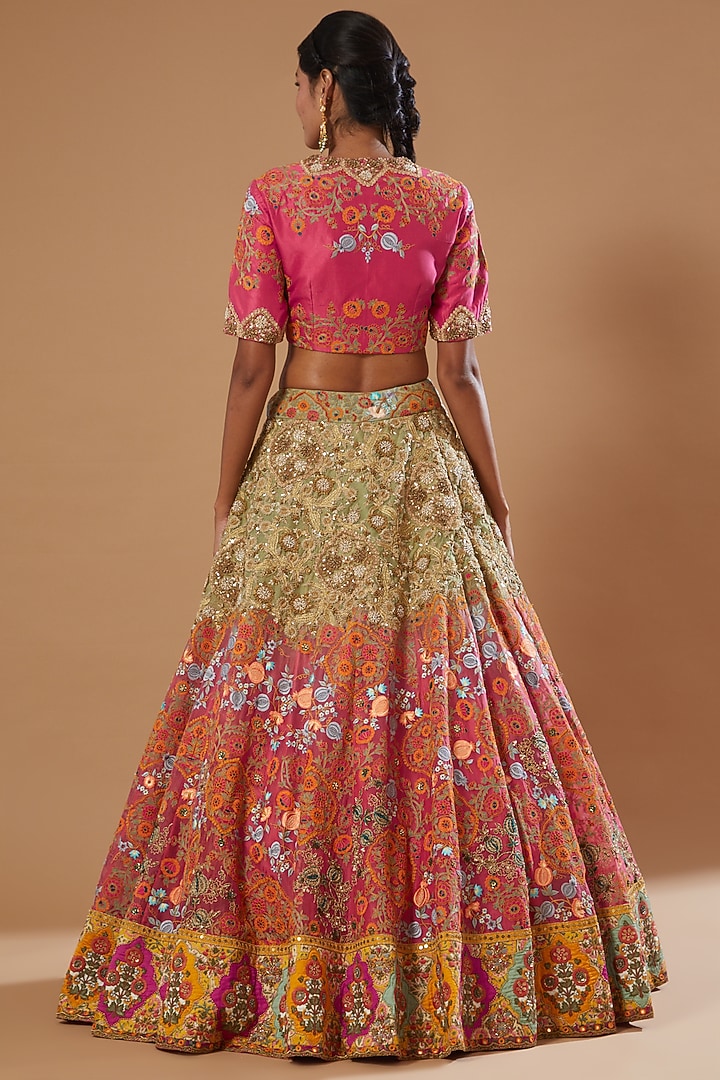 Firoza & Candy Pink Ombre Bridal Lehenga Set by Debyani at Pernia's Pop Up Shop