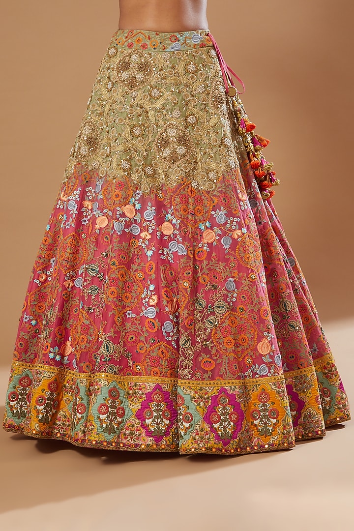 Firoza & Candy Pink Ombre Bridal Lehenga Set by Debyani at Pernia's Pop Up Shop