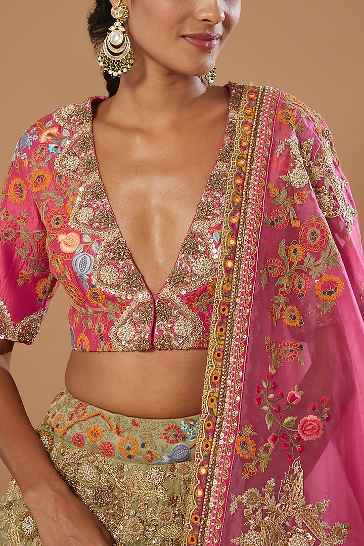 Firoza & Candy Pink Ombre Bridal Lehenga Set by Debyani at Pernia's Pop Up Shop