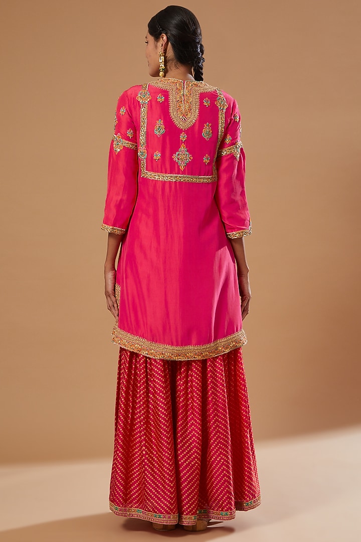 Red Silk Chanderi Bridal Sharara Set by Debyani at Pernia's Pop Up Shop