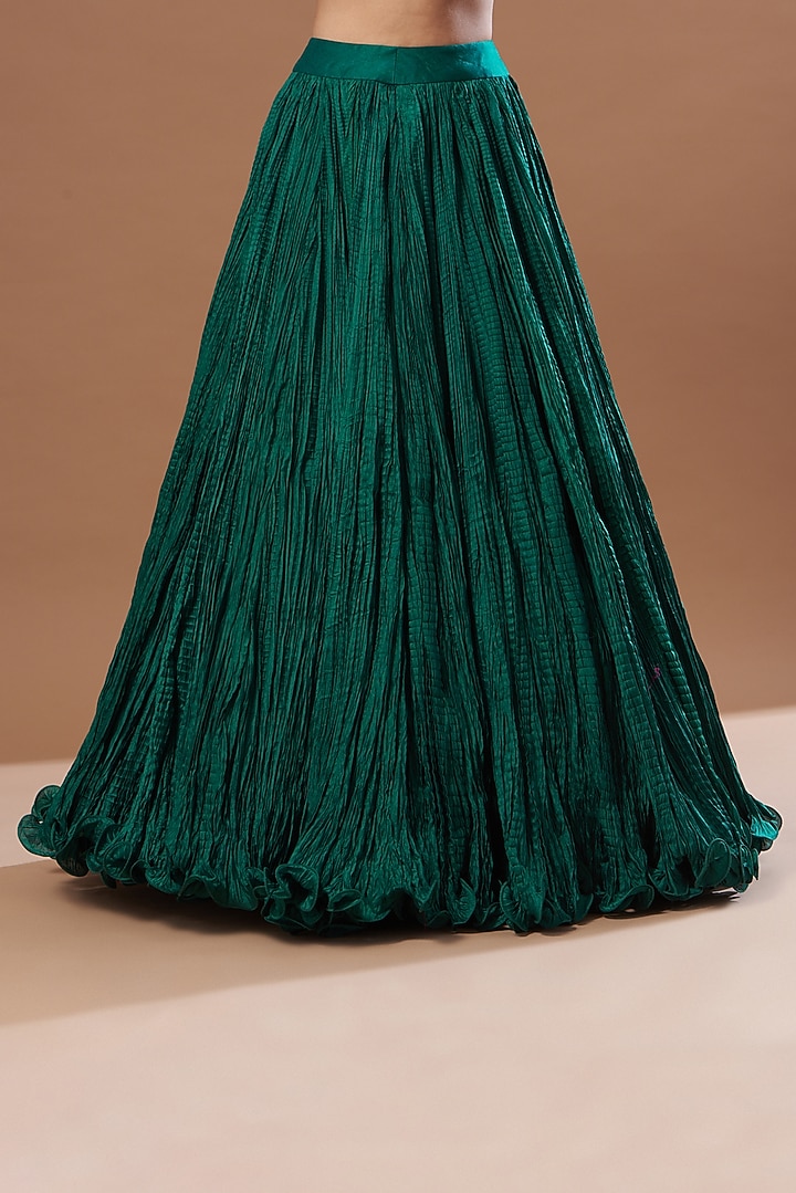 Green & Blue Chanderi Bridal Anarkali Set by Debyani at Pernia's Pop Up Shop