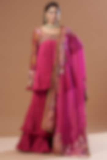 Magenta Chanderi Sharara Set by Debyani at Pernia's Pop Up Shop