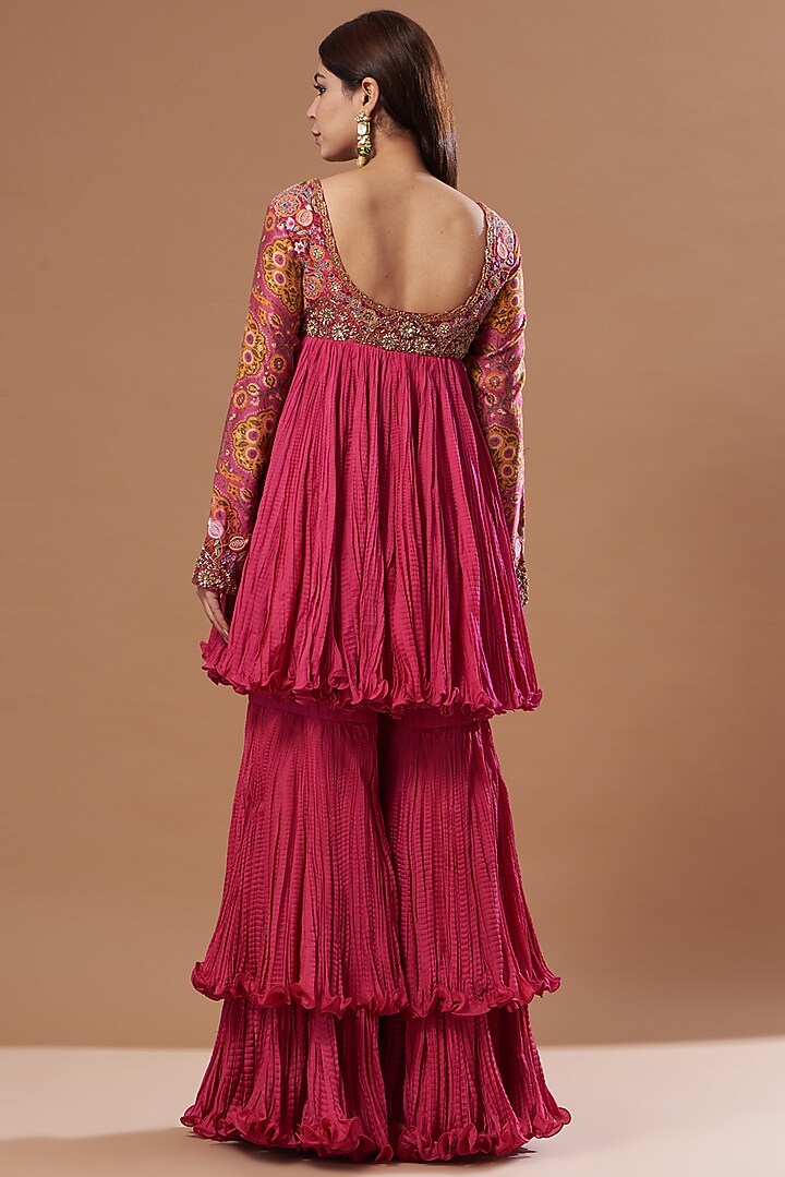Magenta Chanderi Bridal Sharara Set by Debyani at Pernia's Pop Up Shop