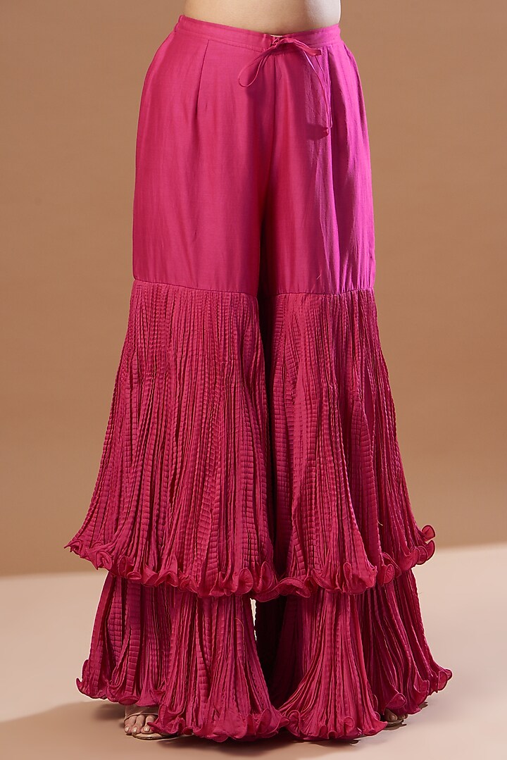Magenta Chanderi Bridal Sharara Set by Debyani at Pernia's Pop Up Shop