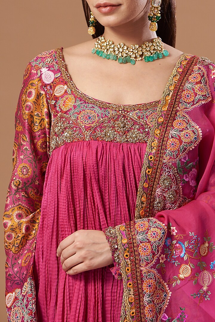 Magenta Chanderi Bridal Sharara Set by Debyani at Pernia's Pop Up Shop
