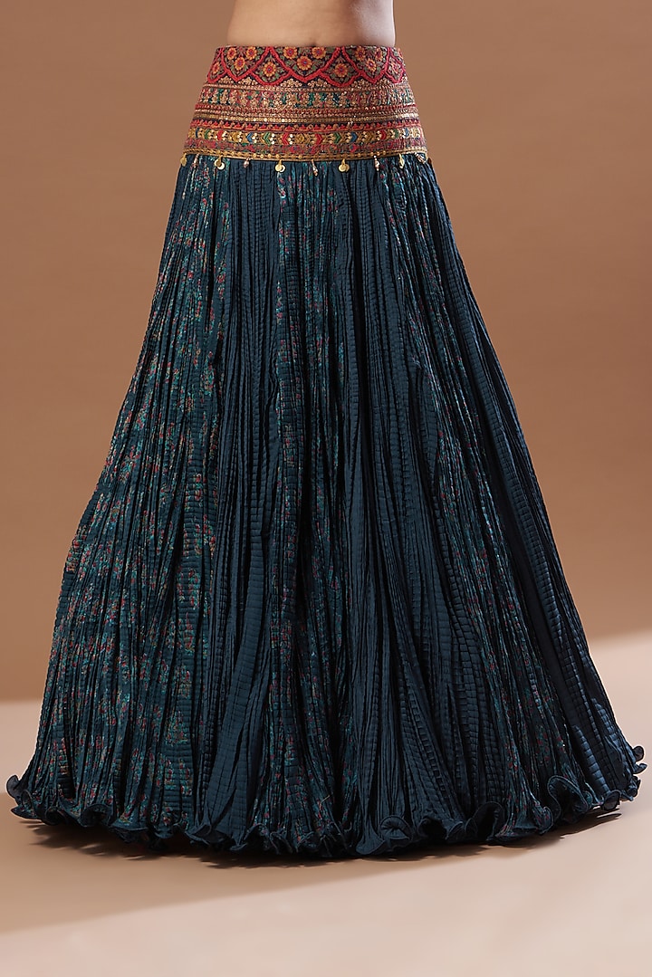 Blue Chanderi Skirt Set by Debyani at Pernia's Pop Up Shop