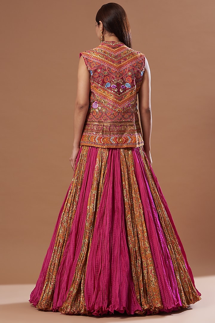 Pink Chanderi Skirt Set by Debyani at Pernia's Pop Up Shop