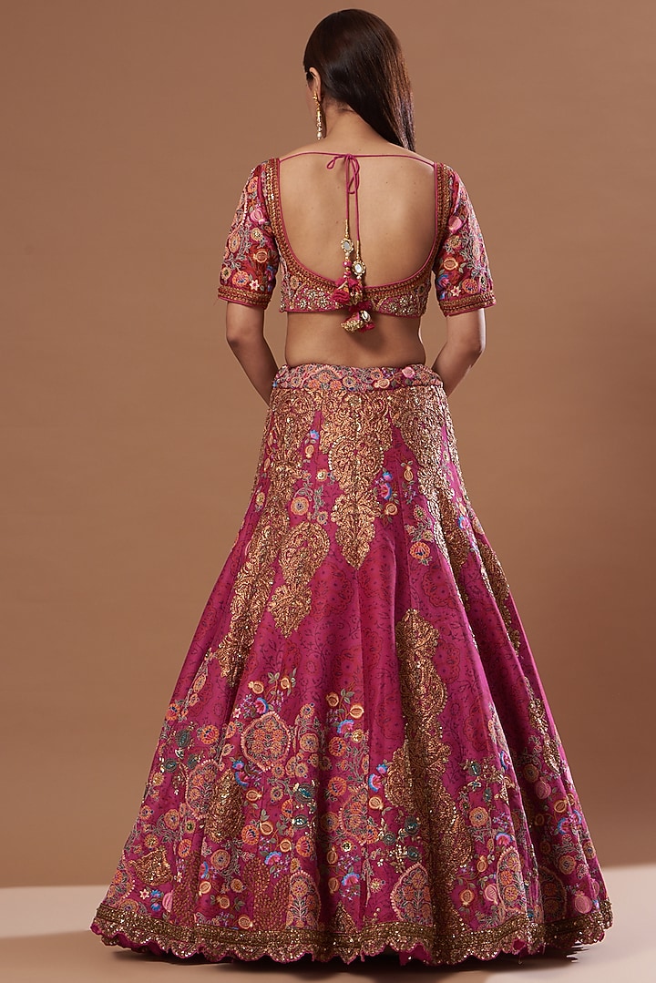 Red Chanderi & Mulmul Bridal Lehenga Set by Debyani at Pernia's Pop Up Shop