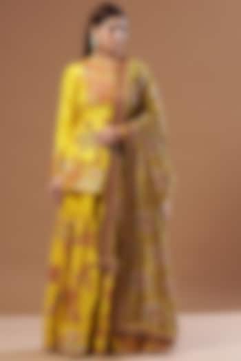 Mustard Bangalore Silk Bridal Sharara Set by Debyani at Pernia's Pop Up Shop