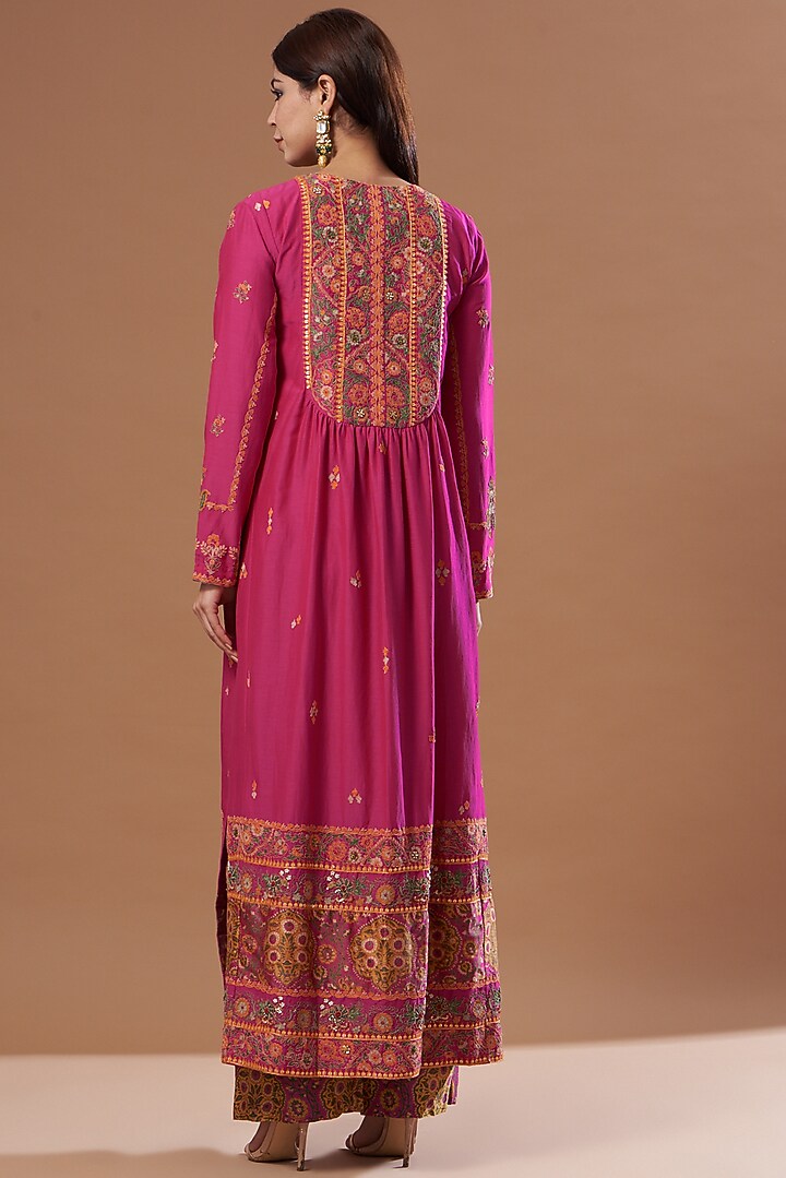 Pink Cotton Silk Kurta Set by Debyani at Pernia's Pop Up Shop