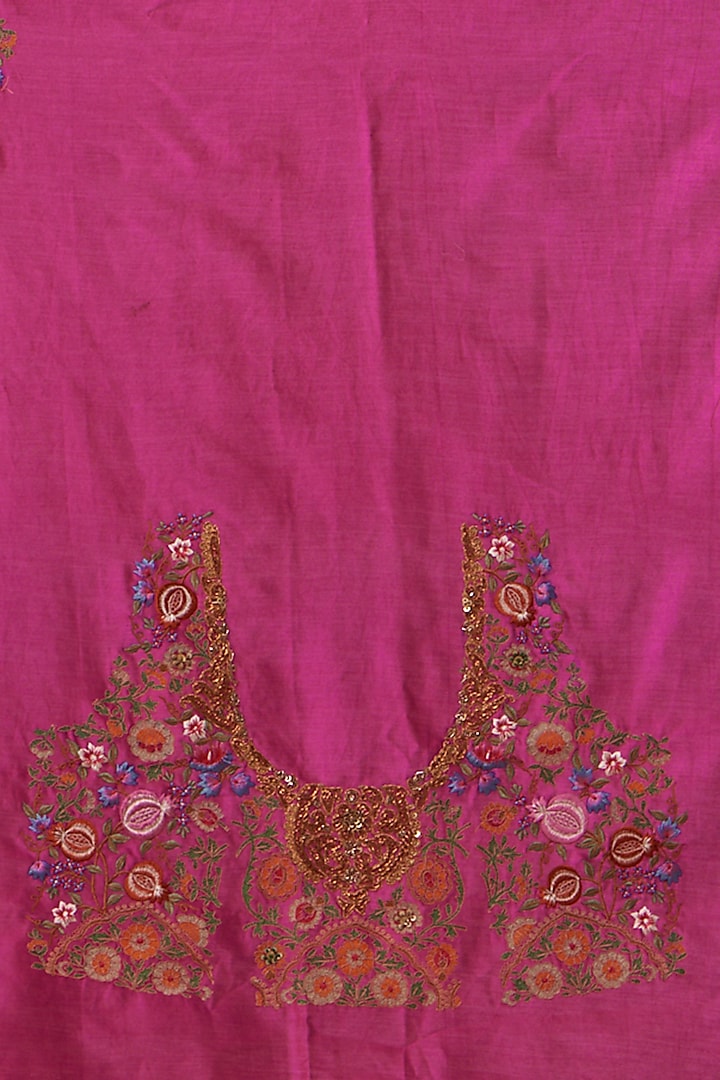 Magenta Silk Chanderi Reception Saree Set by Debyani at Pernia's Pop Up Shop