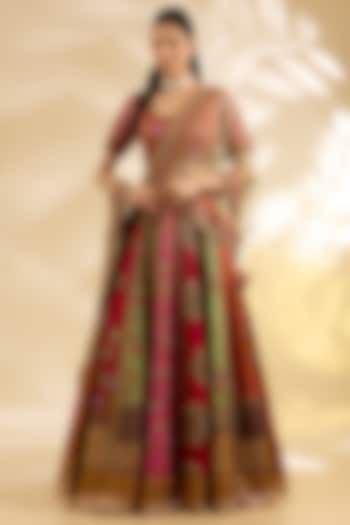 Multi-Colored Silk Embroidered Bridal Lehenga Set by Debyani at Pernia's Pop Up Shop