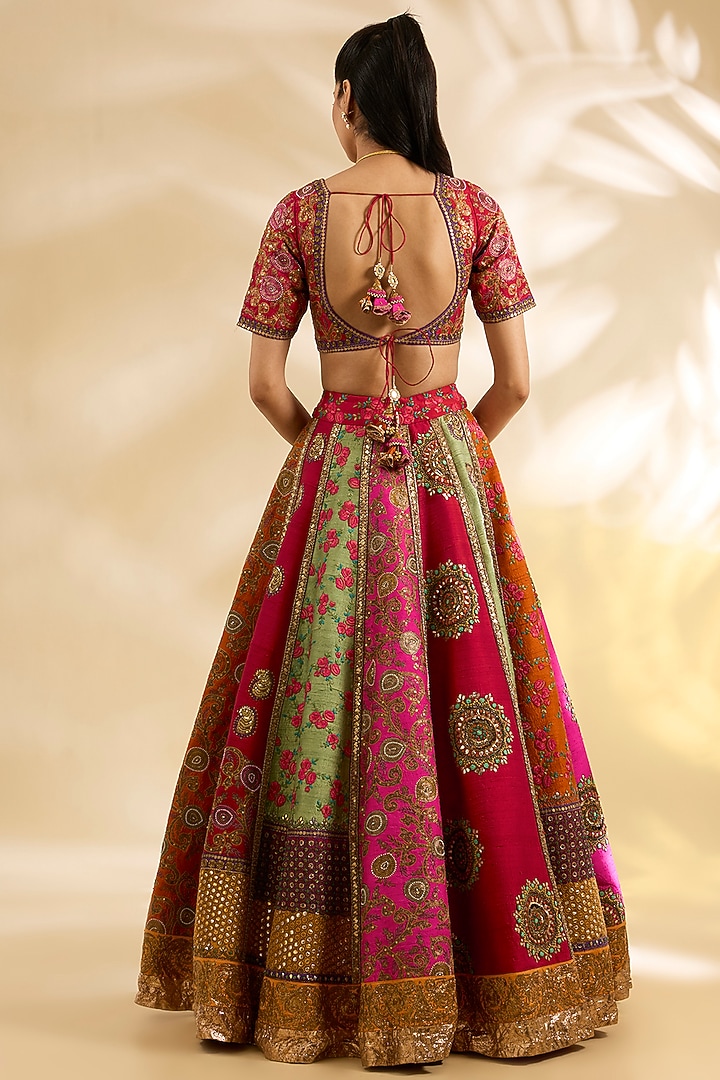 Multi-Colored Silk Embroidered Bridal Lehenga Set by Debyani at Pernia's Pop Up Shop