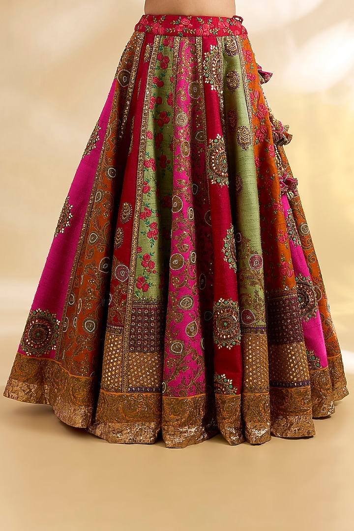 Multi-Colored Silk Embroidered Bridal Lehenga Set by Debyani at Pernia's Pop Up Shop
