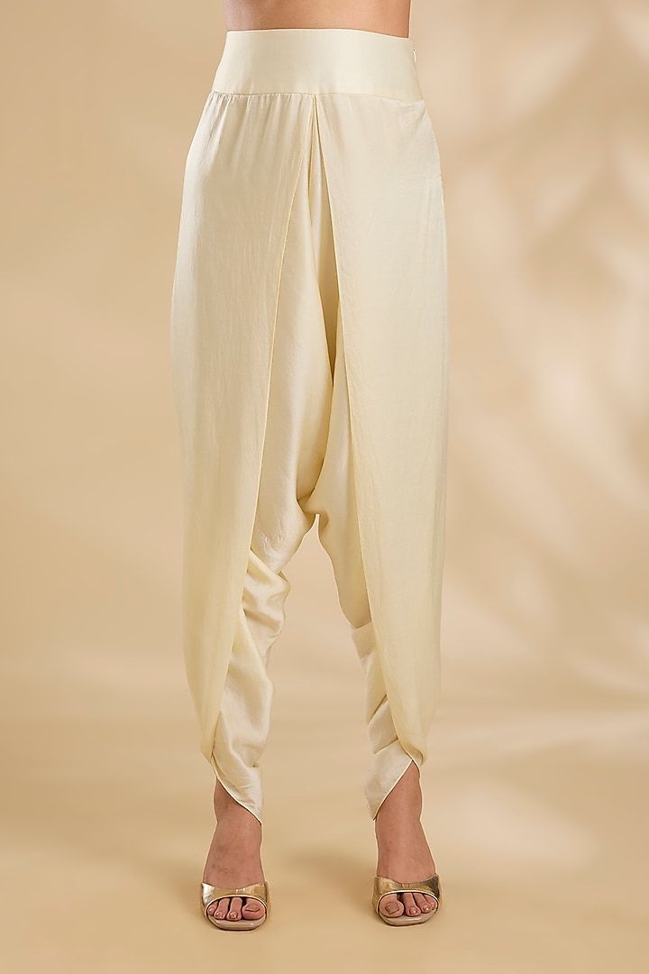 Ivory Silk Hand & Machine Embroidered Jacket Set by Debyani at Pernia's Pop Up Shop