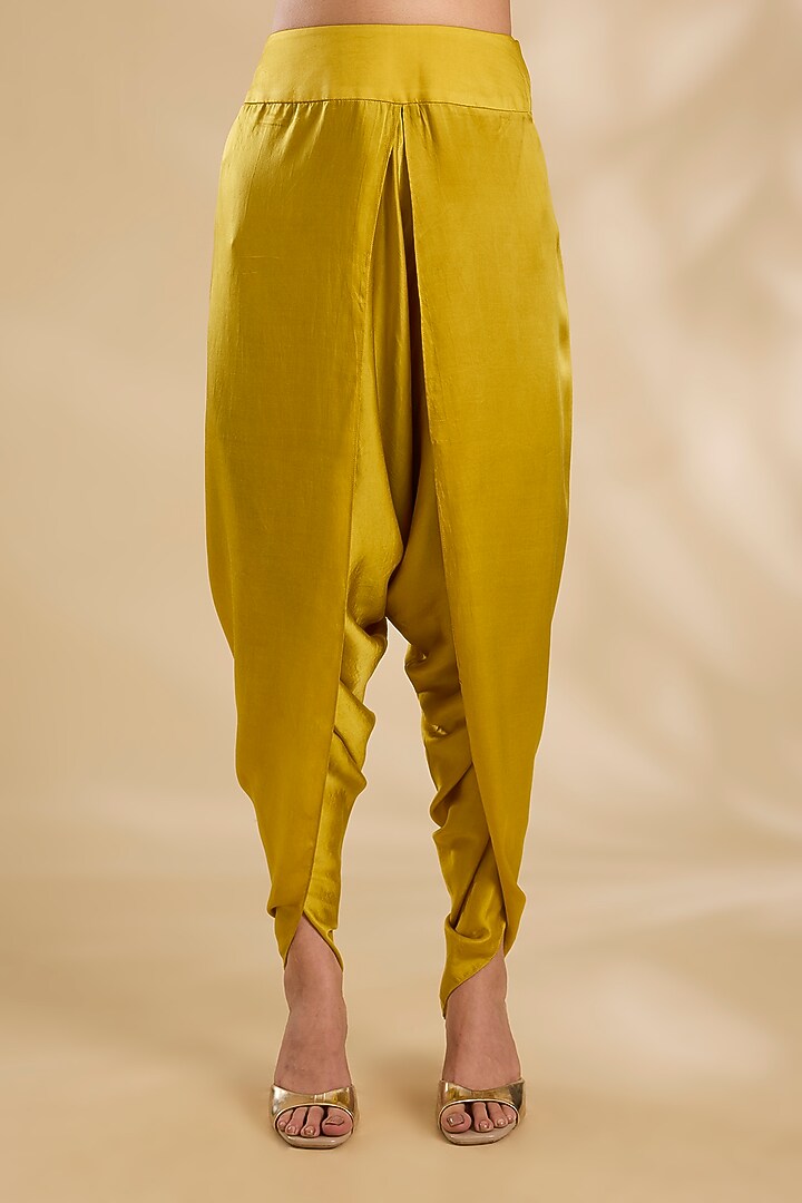 Mustard Silk Hand & Machine Embroidered Jacket Set by Debyani at Pernia's Pop Up Shop