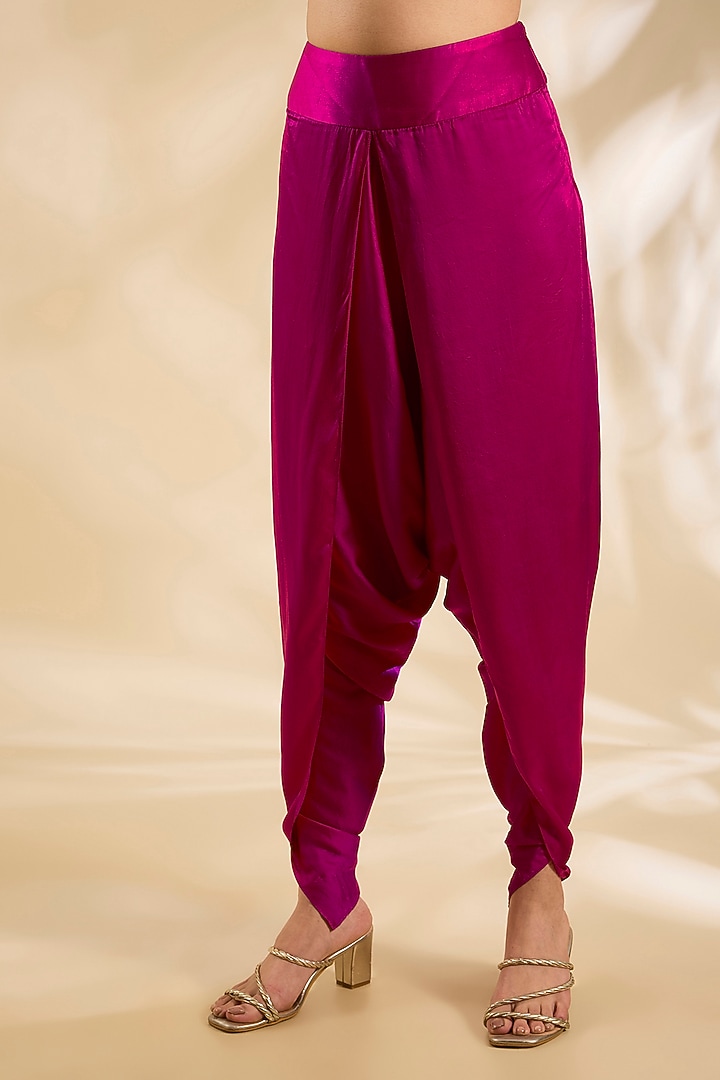 Magenta Silk Sequins Embroidered Jacket Set by Debyani at Pernia's Pop Up Shop