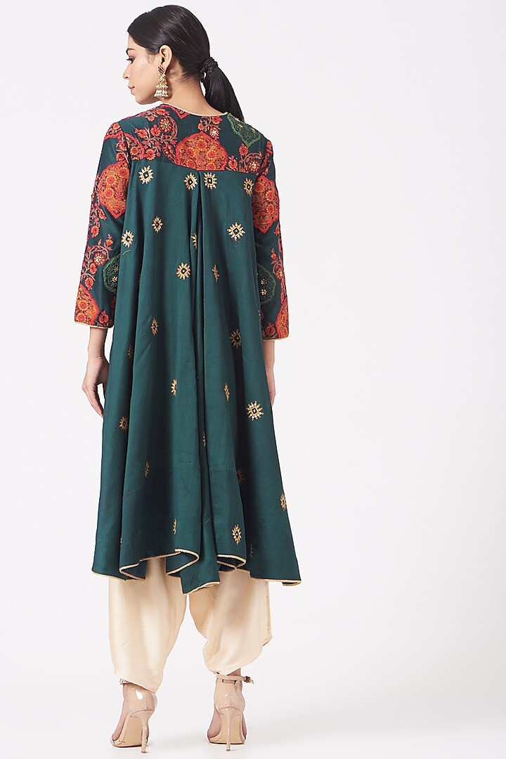 Blue Mughal Trail Jacket Set by Debyani at Pernia's Pop Up Shop