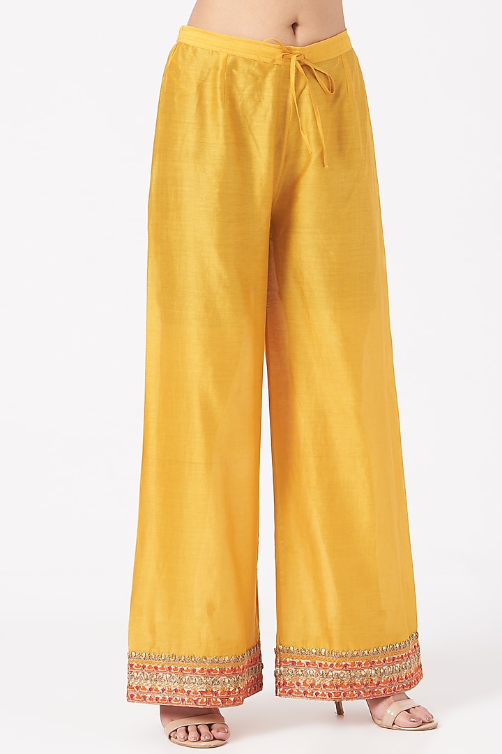 Mustard Chanderi Tunic Set by Debyani at Pernia's Pop Up Shop