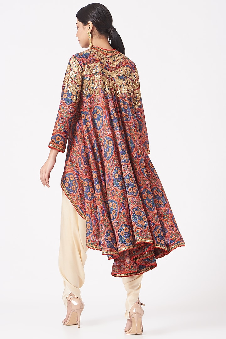 Blue Printed Jacket Set by Debyani at Pernia's Pop Up Shop