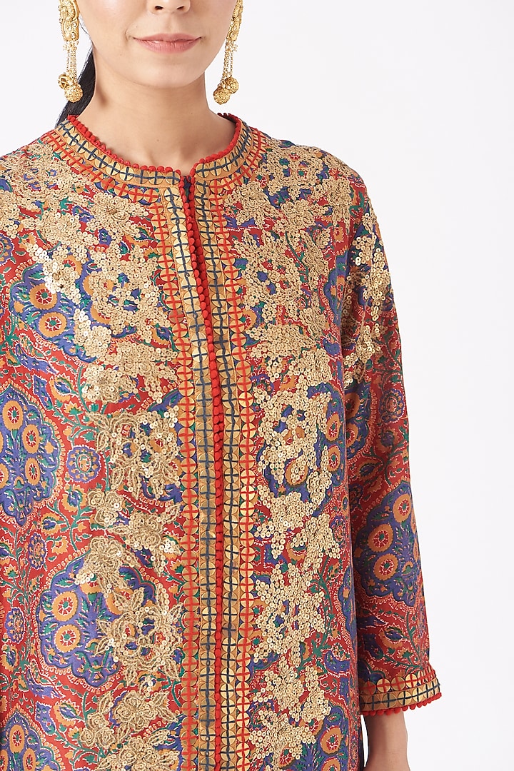 Blue Printed Jacket Set by Debyani at Pernia's Pop Up Shop