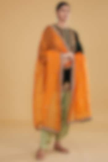 Orange Organza Dupatta by Debyani