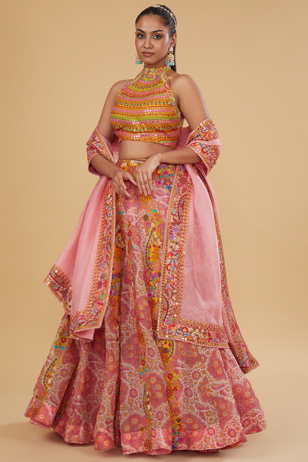 Shop Pink Contrast Designer Lehenga for Women Online from India's Luxury  Designers 2023