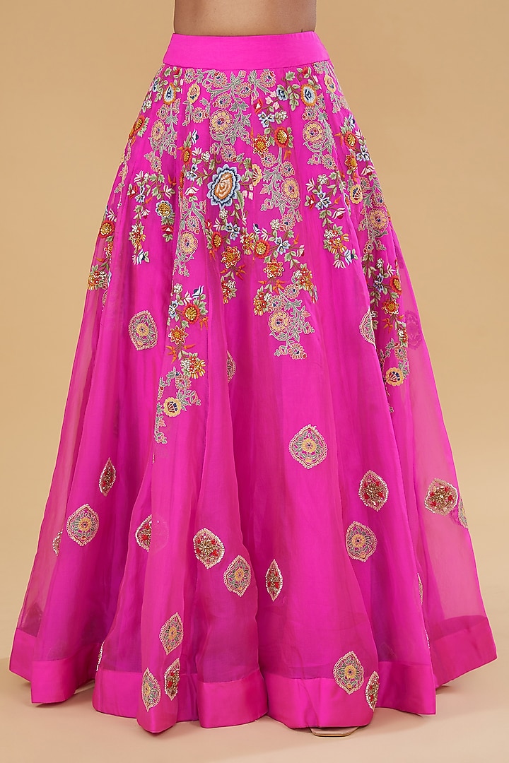 Pink Organza Embroidered Jacket Set by Debyani at Pernia's Pop Up Shop