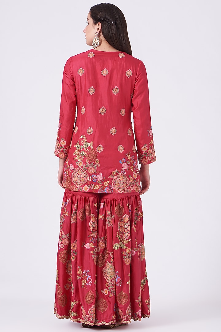 Magenta Embroidered Bridal Sharara Set by Debyani at Pernia's Pop Up Shop